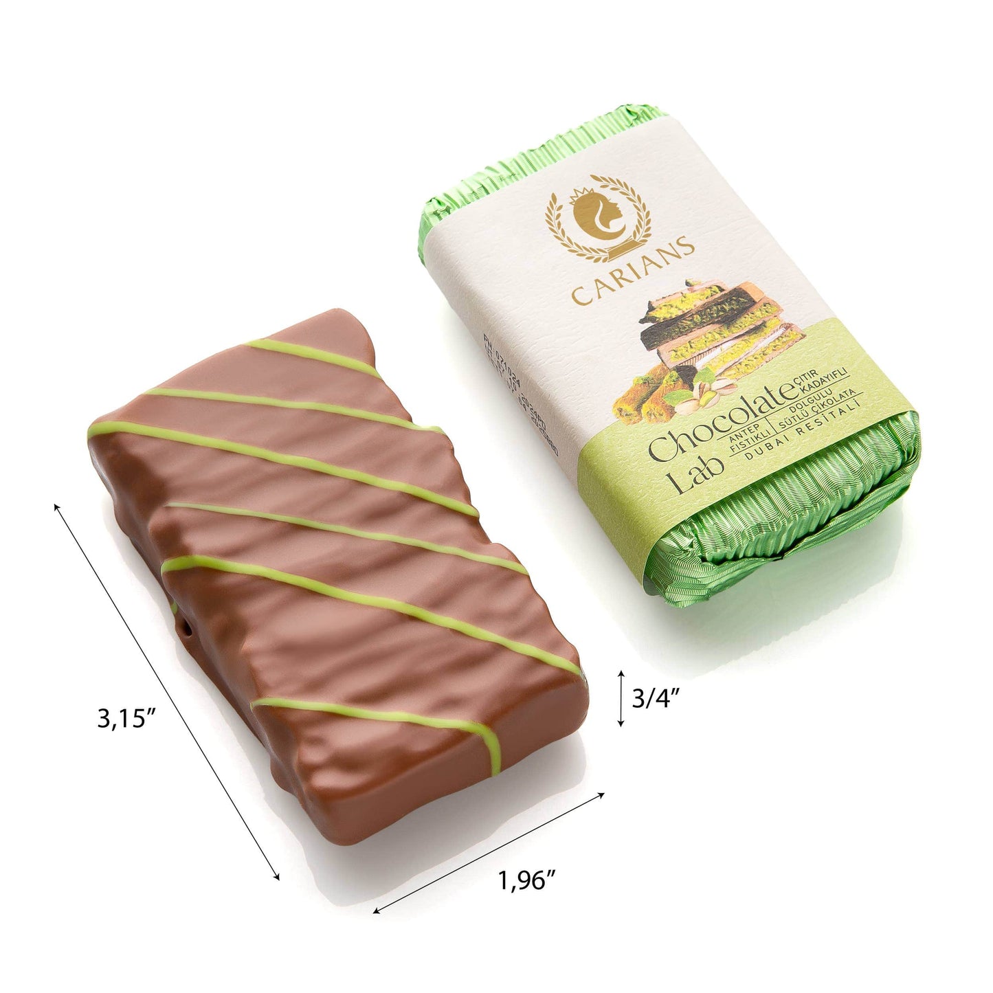 Famous Dubai Chocolate Bar, Premium Pistachio, 3.35 oz