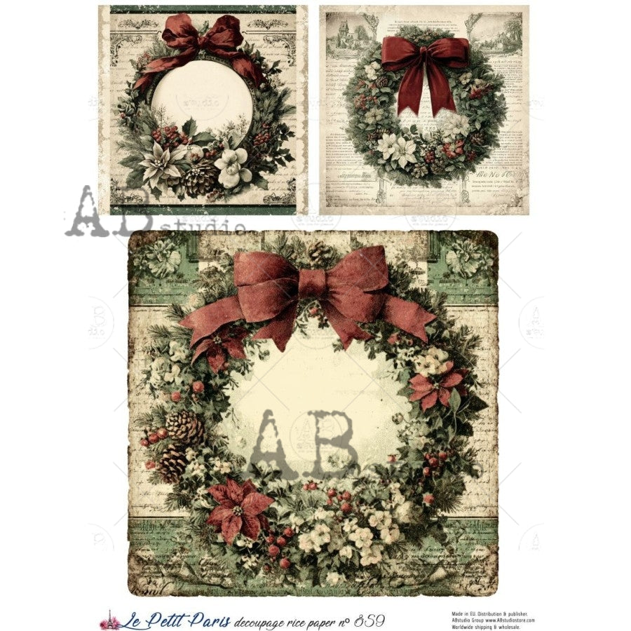 A4 Vintage Christmas Wreaths (Le Petit Paris No 859)