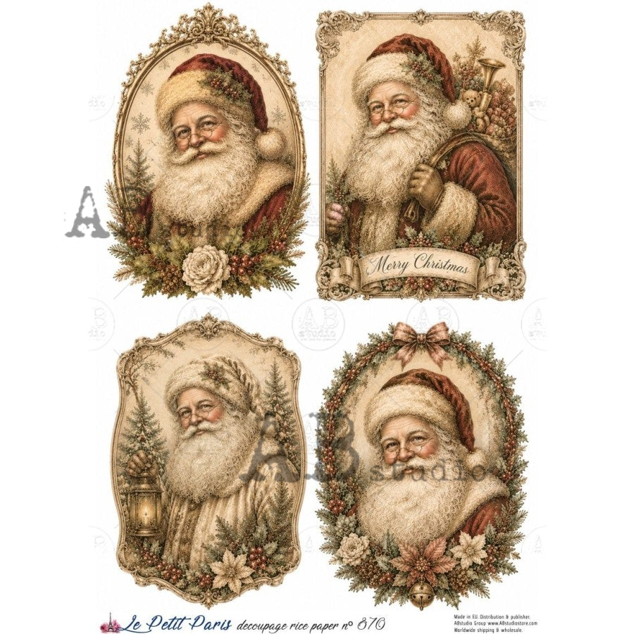 A4 Old-World Christmas Santas (Le Petit Paris No 870)