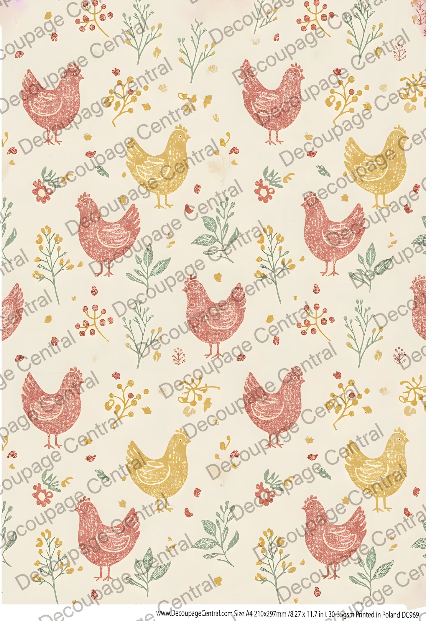 A4 Farmhouse Hen Toss Decoupage Rice Paper (DC969)
