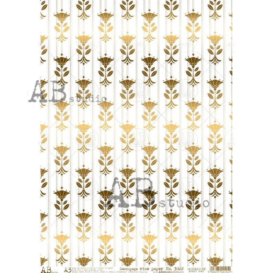 A3 Gold Art Deco Decoupage Rice Paper (AB Studio ID-3822)