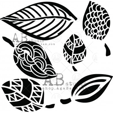 Mixed Media Leaves - 6x6 Stencil - ID-157