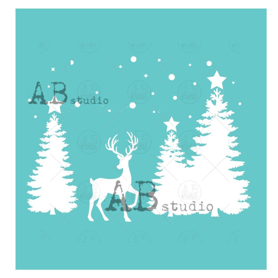 Christmas Landscape - 6x6 Stencil - ID-519