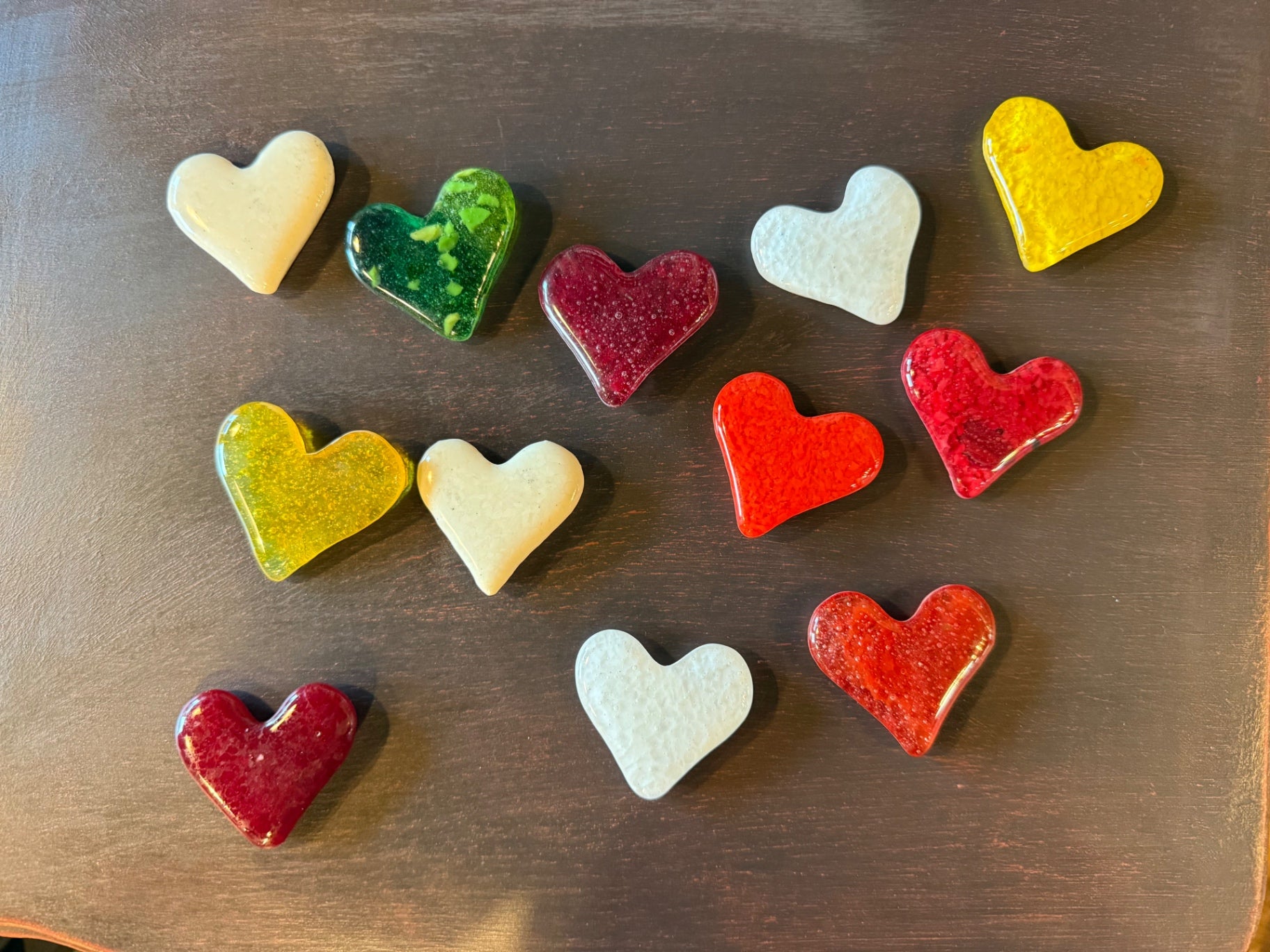 Glass Hearts, recycled glass