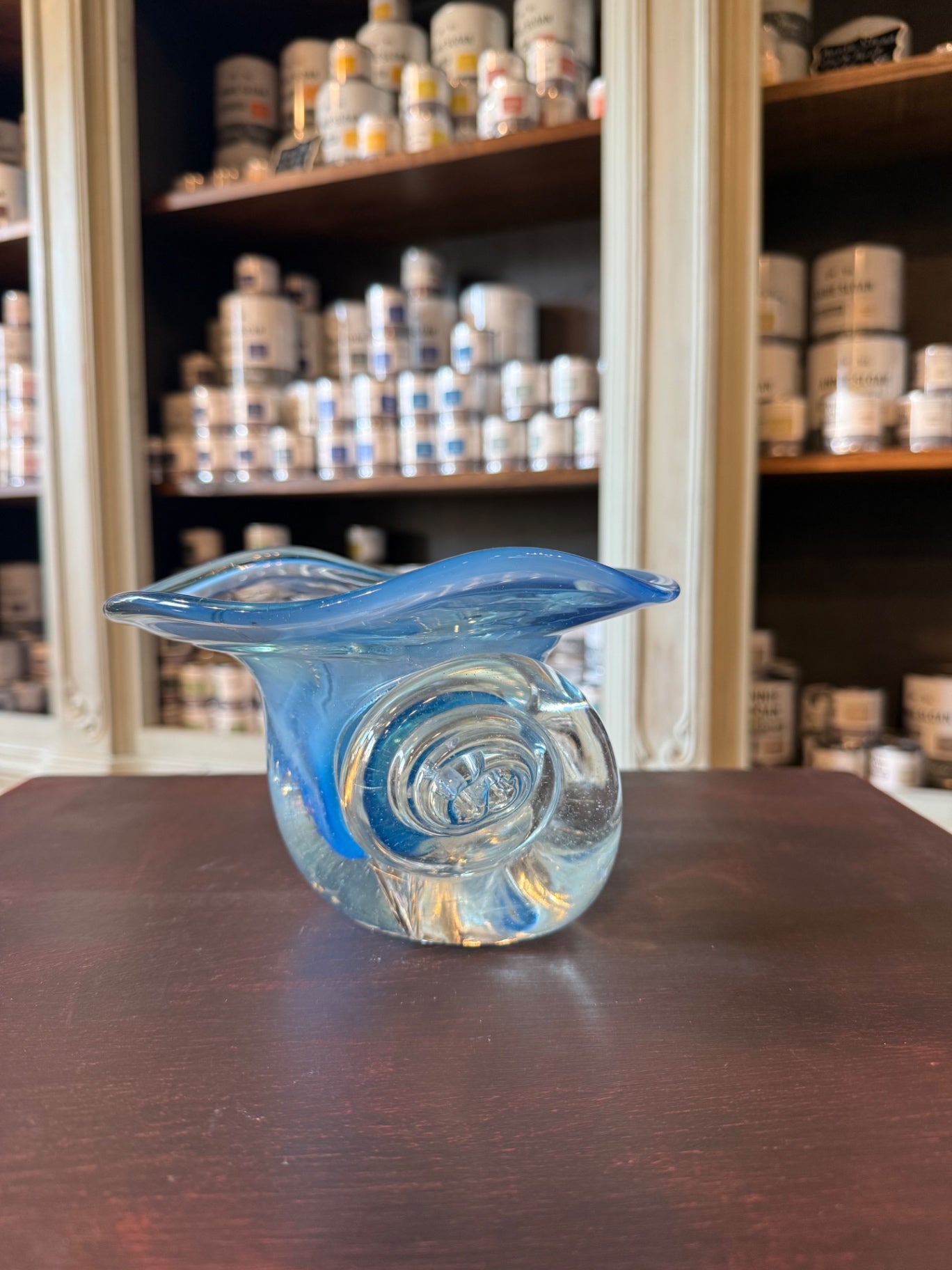 Vintage Signed Blue Studio Art Glass Bowl