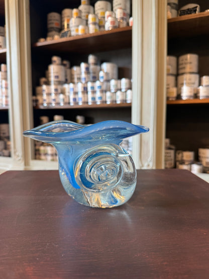 Vintage Signed Blue Studio Art Glass Bowl