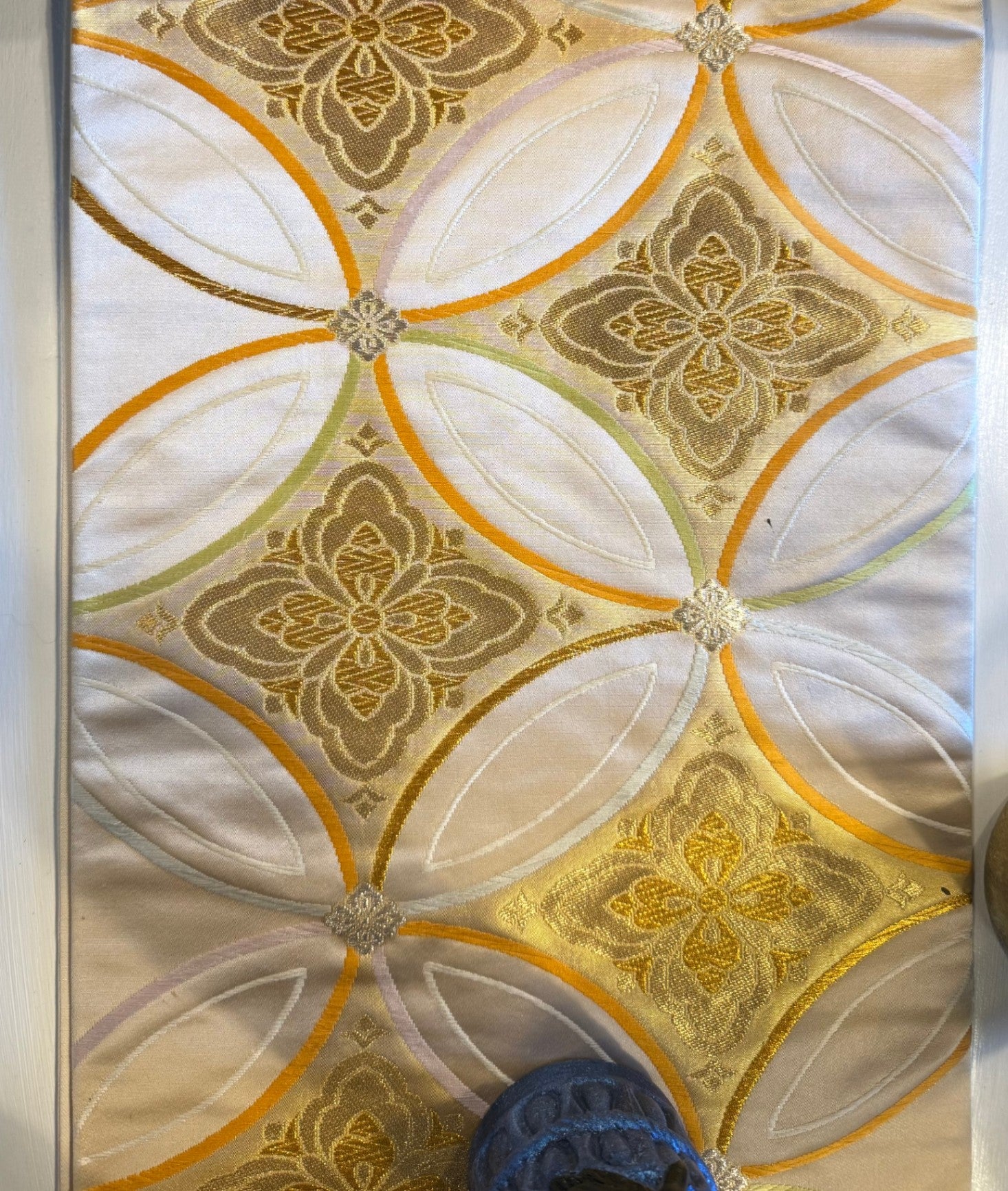 Vintage Japanese Kimono Obi Sash – Cream & Gold