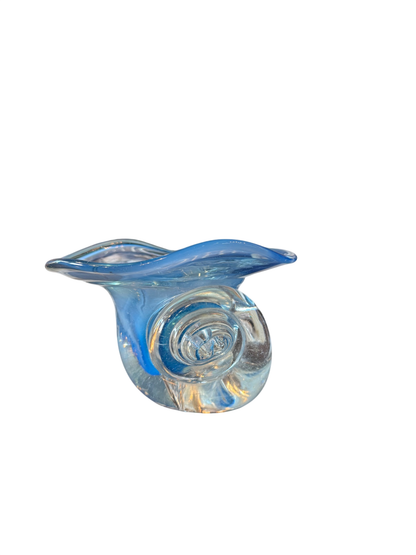 Vintage Signed Blue Studio Art Glass Bowl