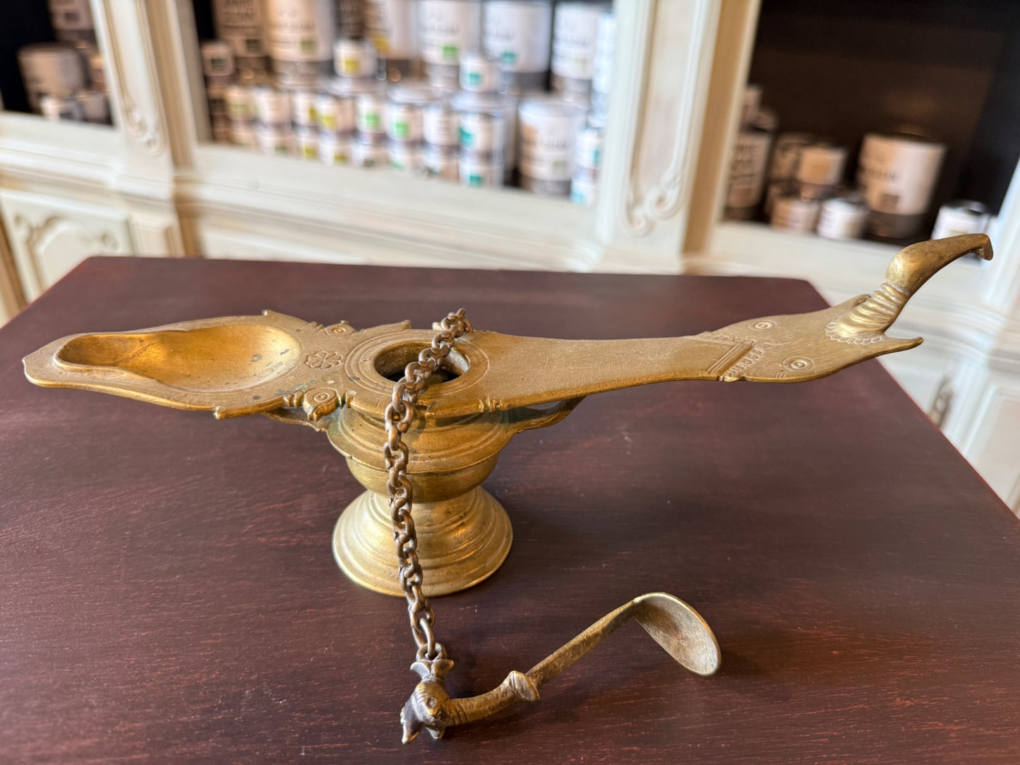 Vintage Brass Aladdin-Style Oil Lamp