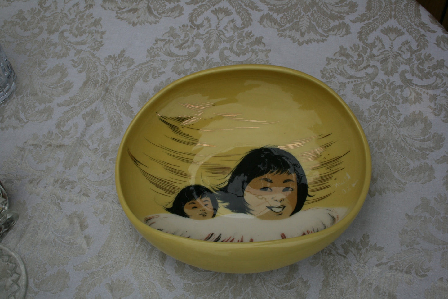 Signed Matthew Adams "Alaska Line" pottery. Hand-painted.