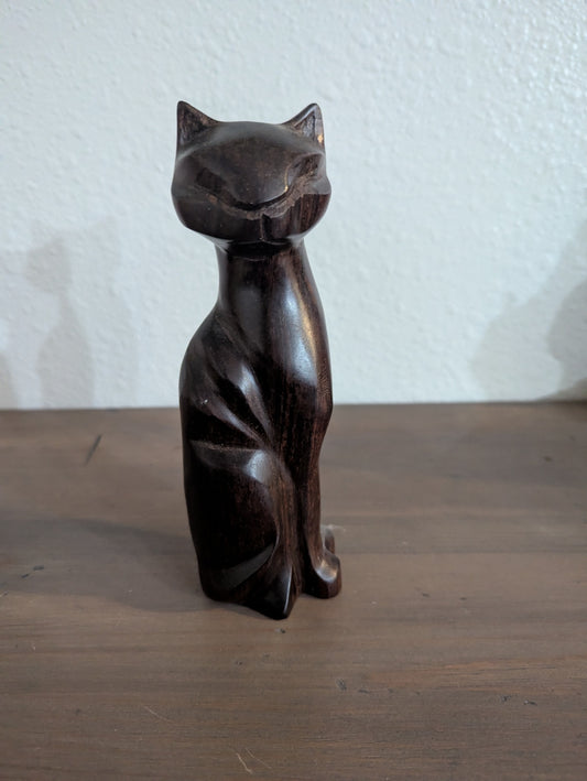 MCM Hand Carved Hardwood Siamese Cat