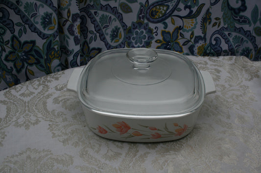 Corning Peach Floral 2 quart casserole