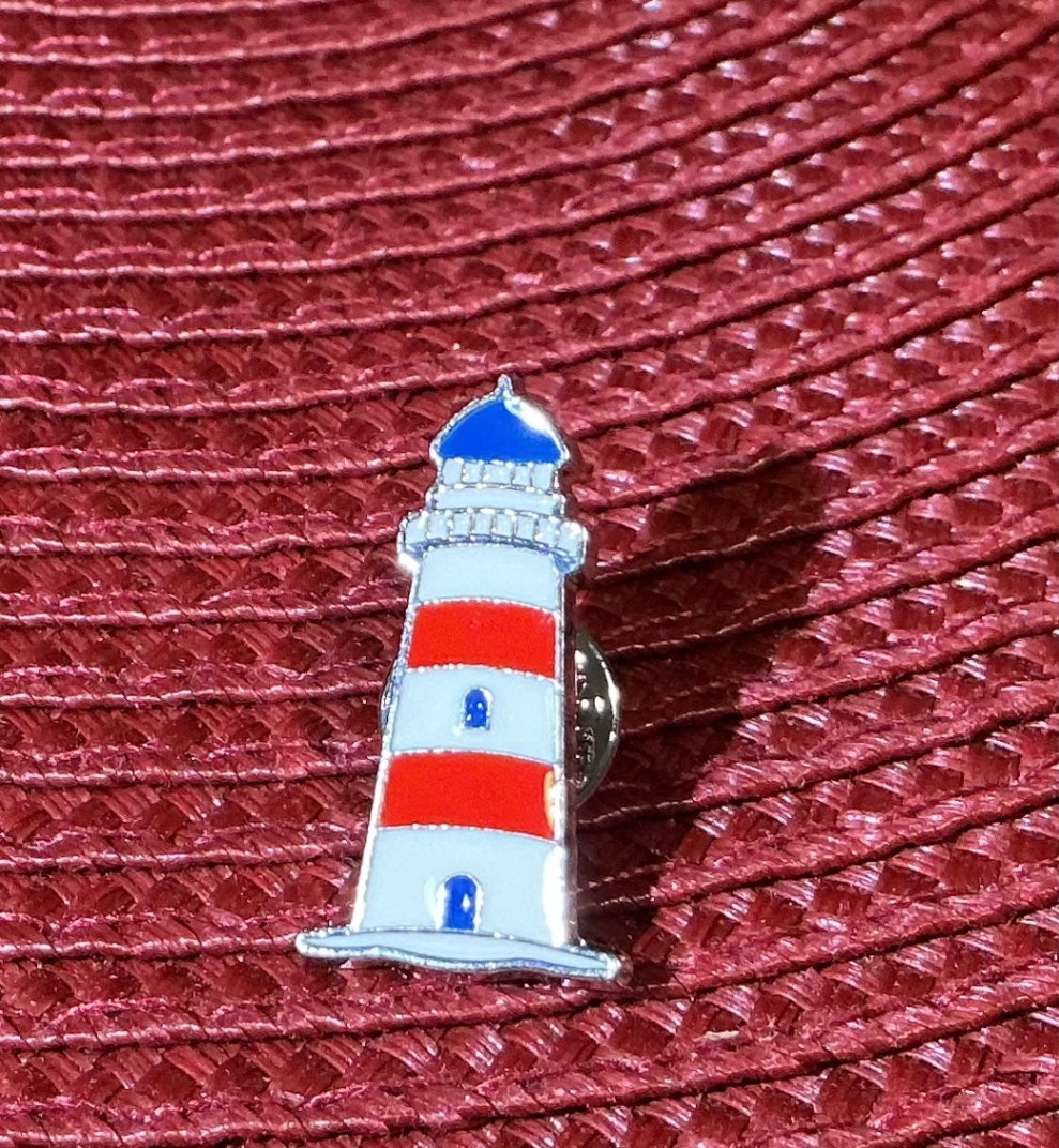 Metal & enamel lighthouse pin