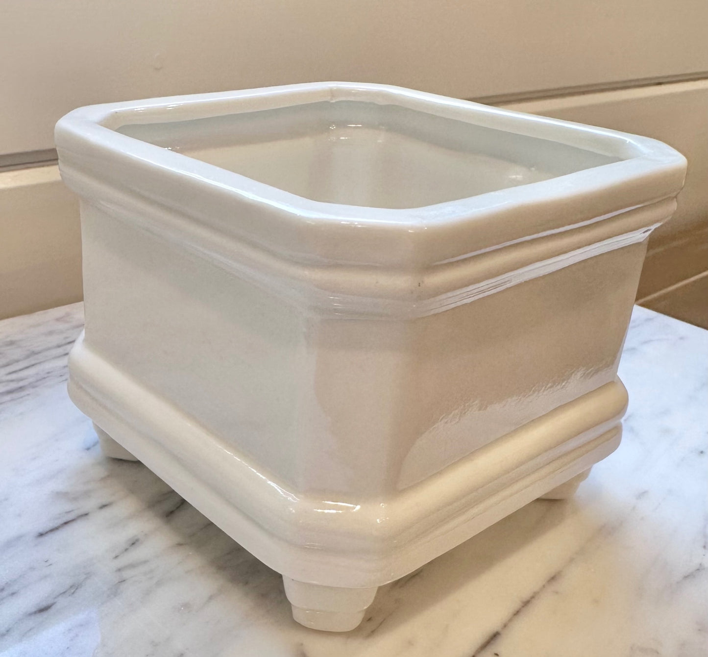 Vintage white porcelain footed planter