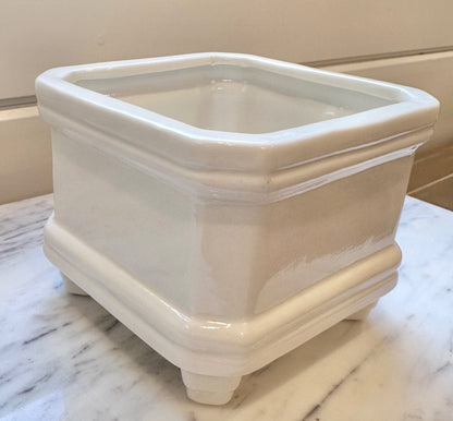 Vintage white porcelain footed planter