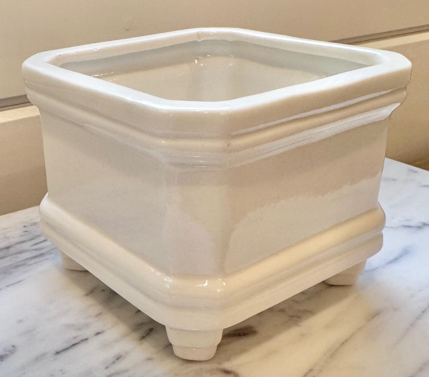 Vintage white porcelain footed planter