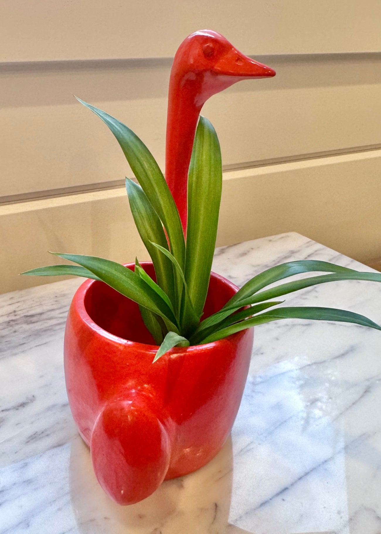 Mid-century bright orange goose planter