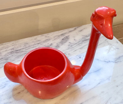 Mid-century bright orange goose planter