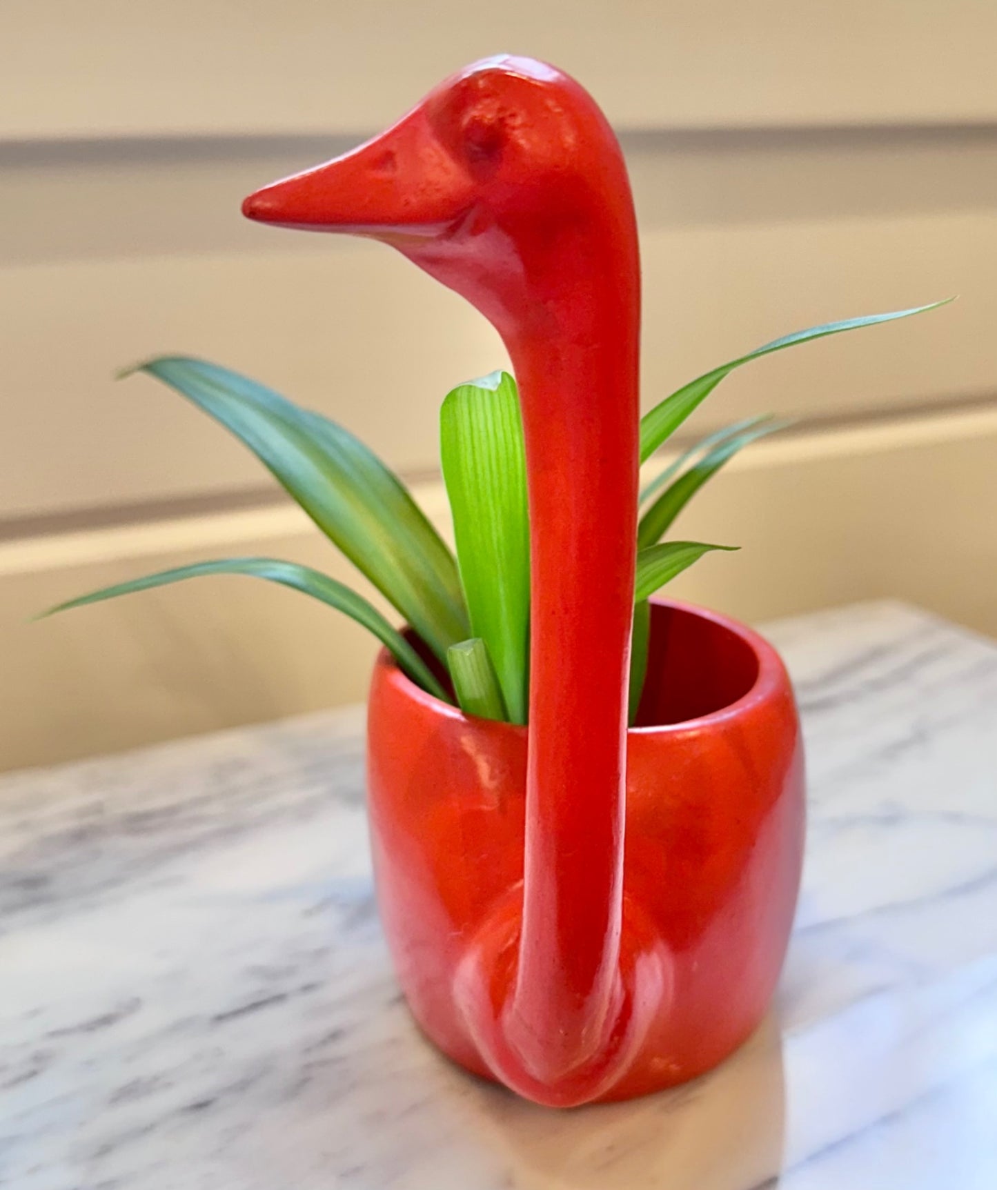 Mid-century bright orange goose planter