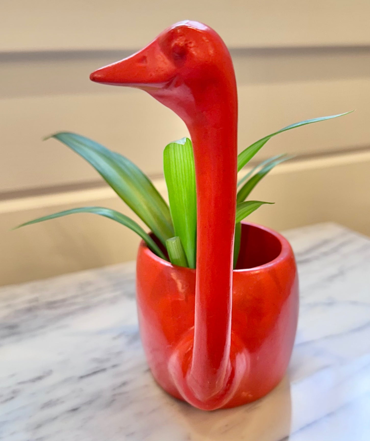 Mid-century bright orange goose planter