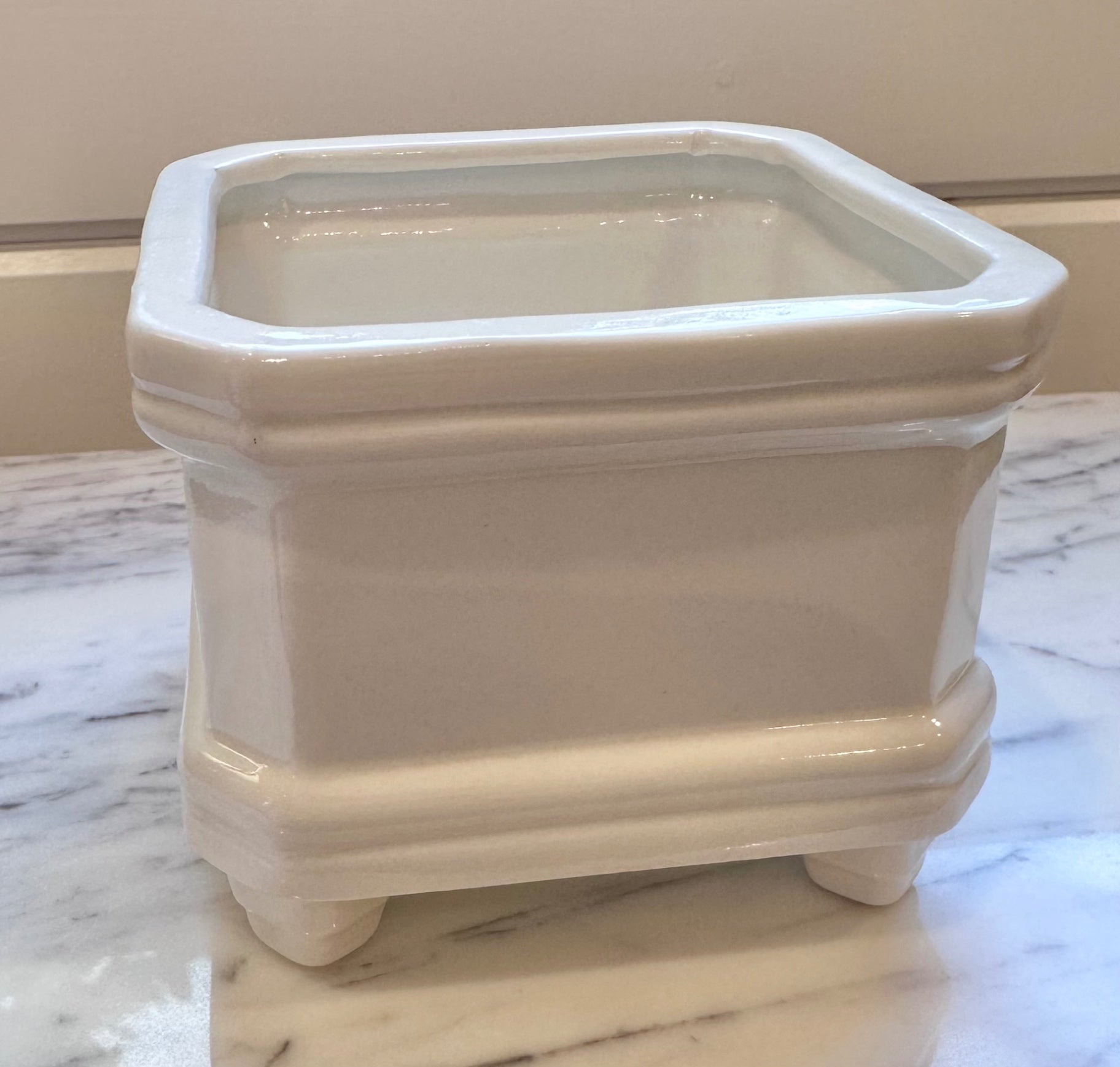 Vintage white porcelain footed planter