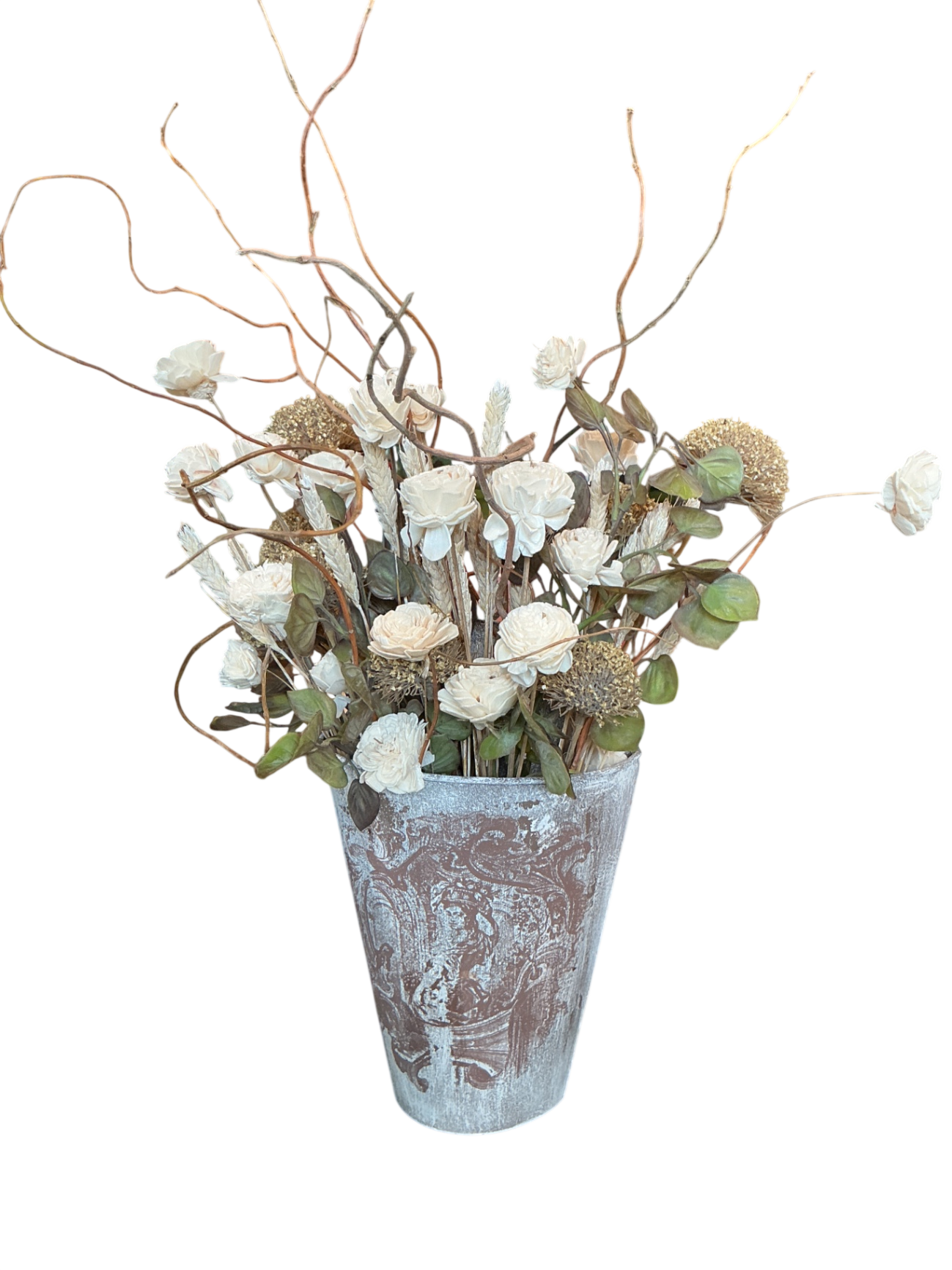 Decorative Flower Pot Standard Beige/White, Green, Brown