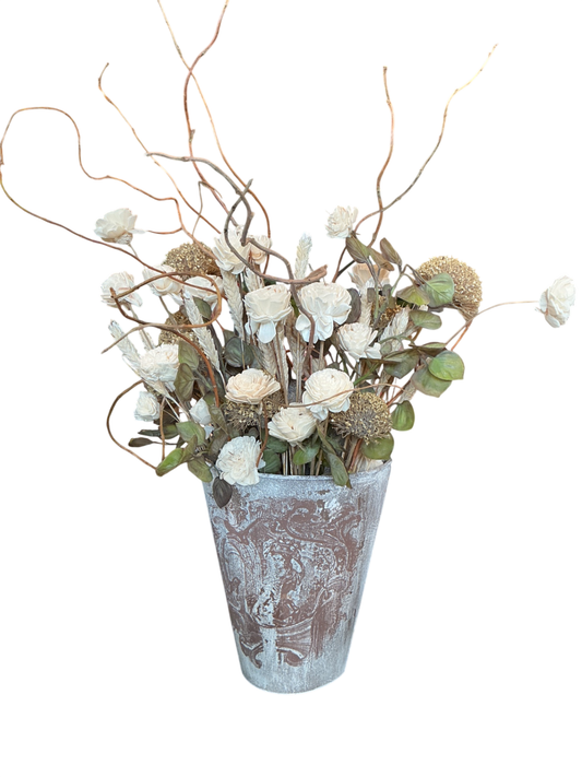 Decorative Flower Pot Standard Beige/White, Green, Brown