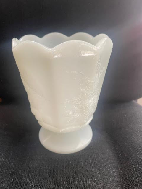 Milk Glass with Floral Motif for Vase 6.5"