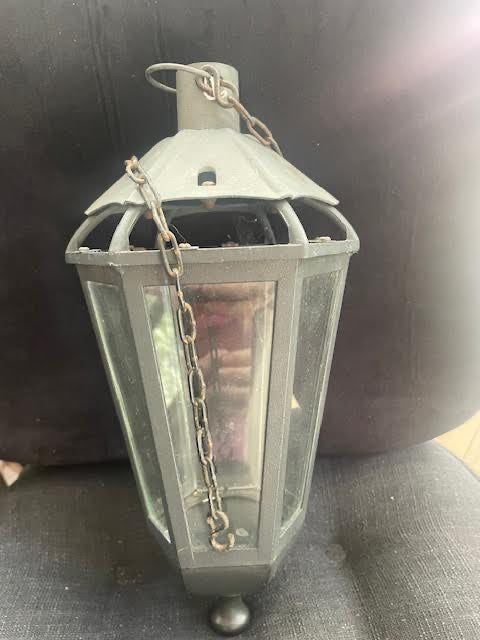 Black Metal Hanging Lantern for Candle 12" OA
