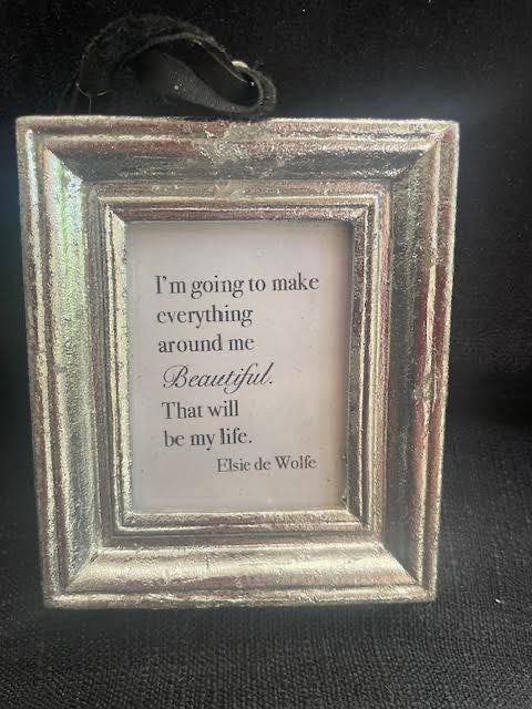 Silver frame with Quote 3x 3`1/2