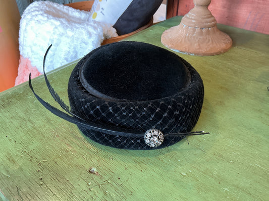Vintage Pillbox Hat Black