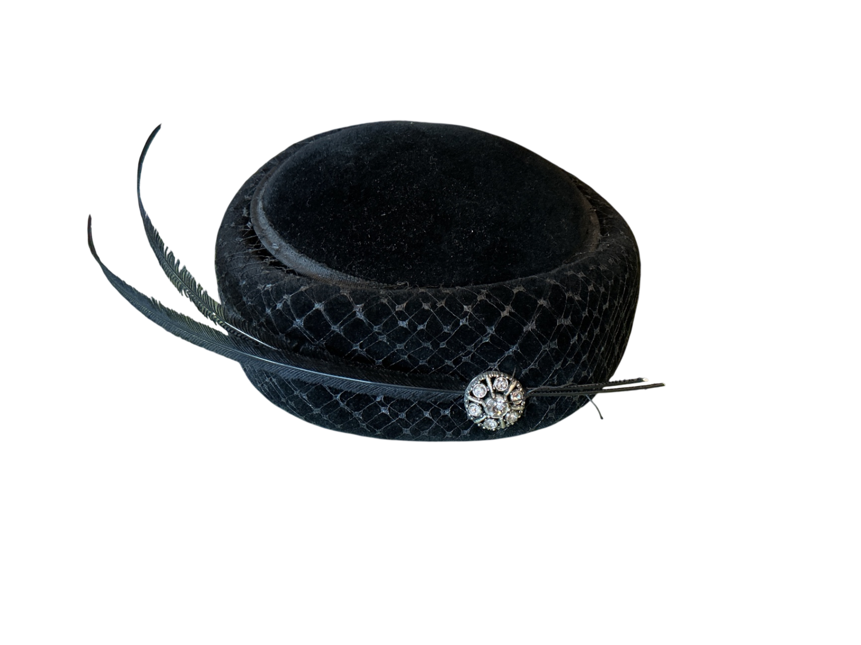 Vintage Pillbox Hat Black