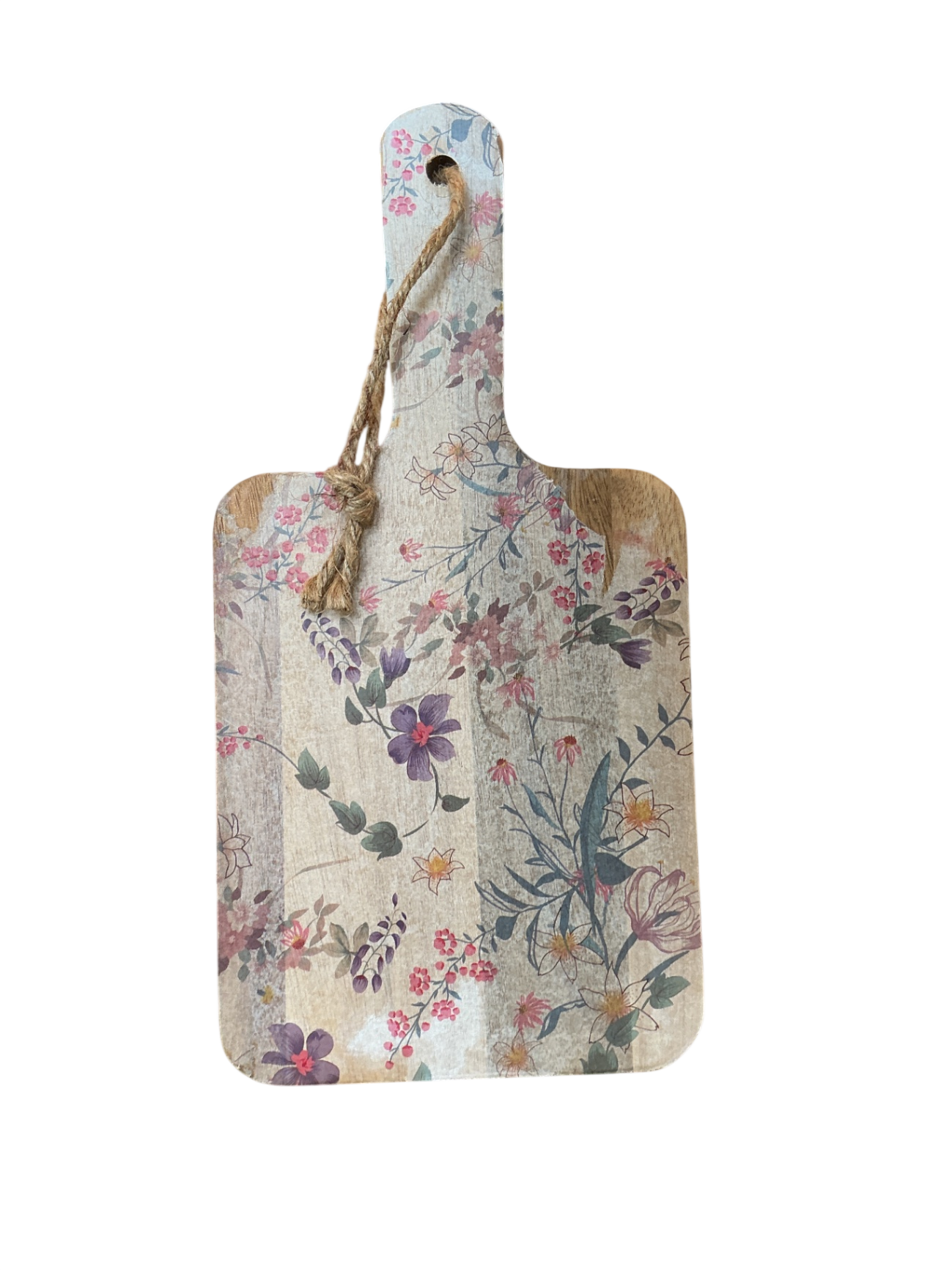 Wood cutting board with floral print
