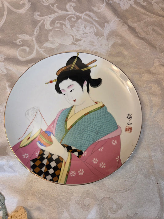 Vintage geisha plate signed,