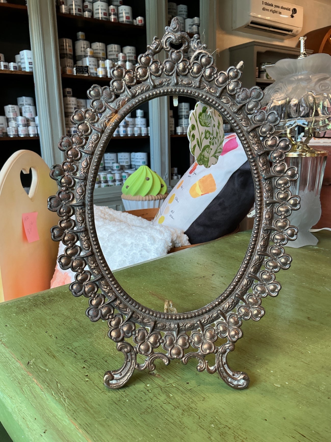 Vintage shamrock frame brass