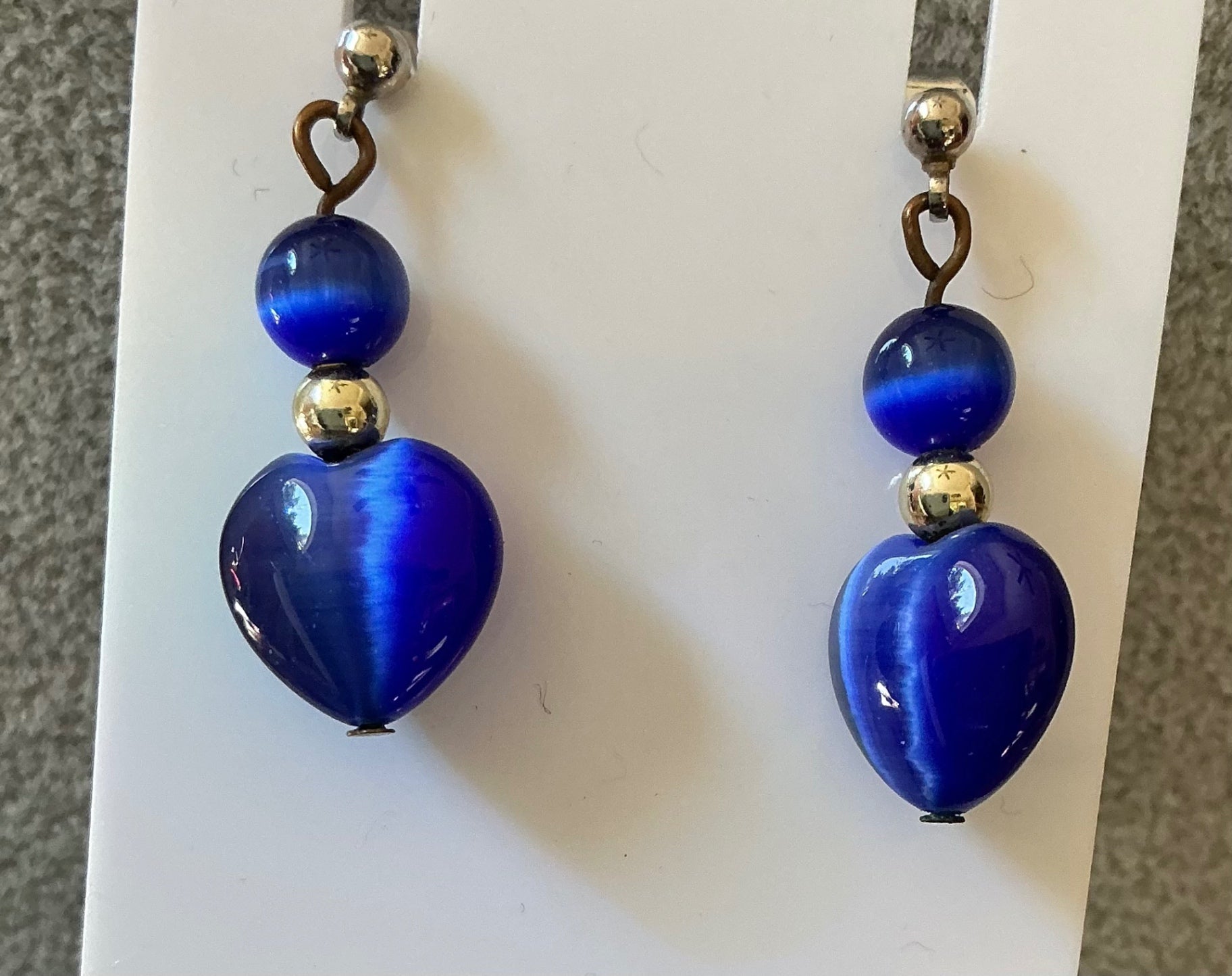 Blue Heart “ Cat’s Eye” Earrings