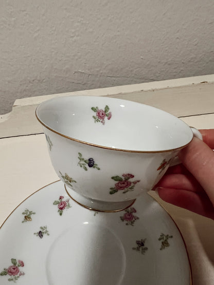 Vintage Noritake Floral Teacup and Saucer