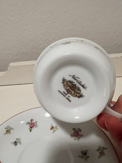 Vintage Noritake Floral Teacup and Saucer