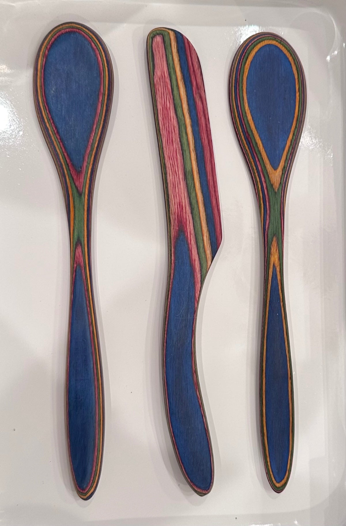 Colorful pakkawood utensils 
