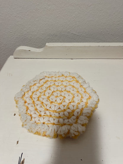 Fluffy Yellow and White Floral Decorative Hotpad