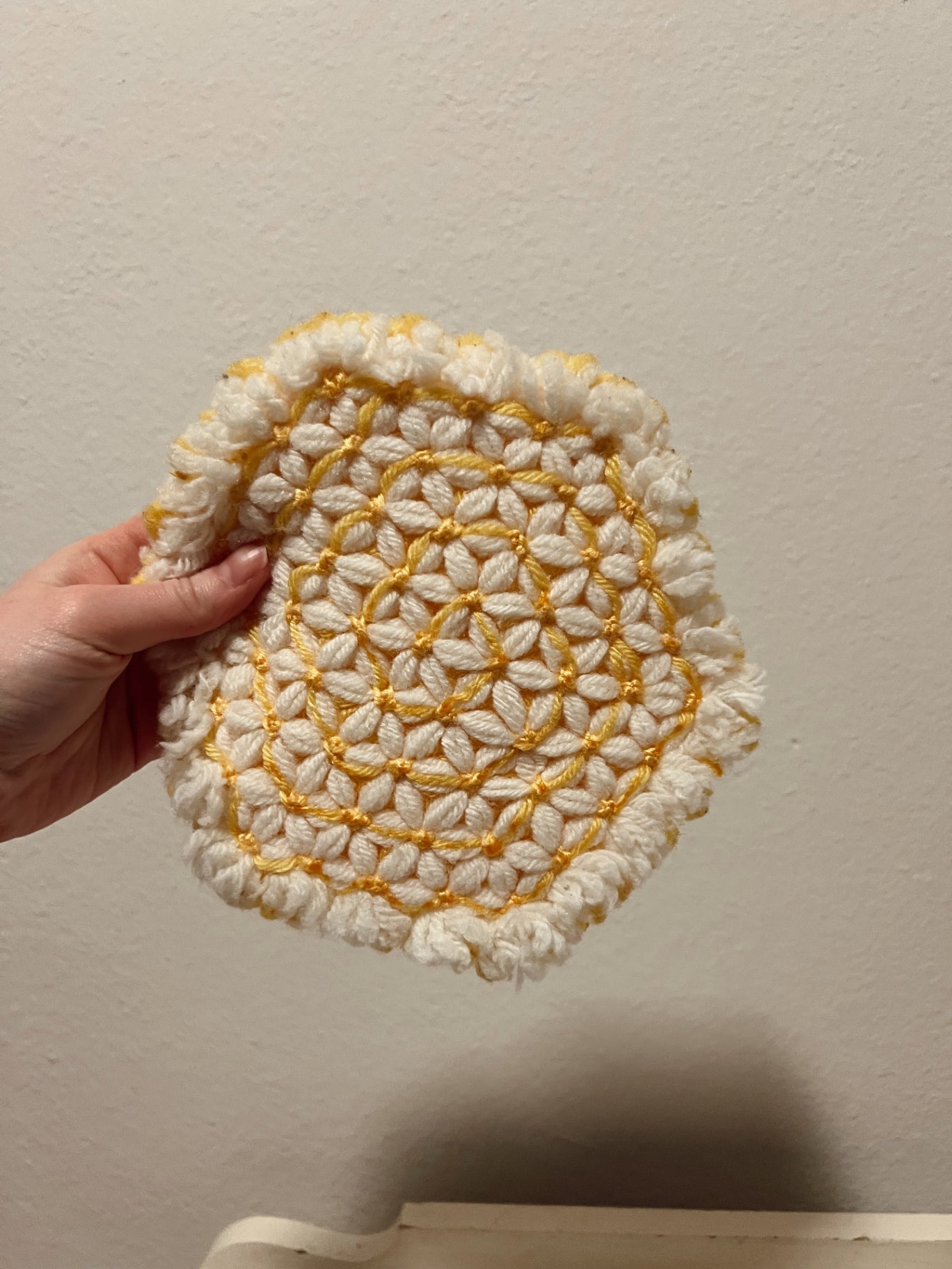 Fluffy Yellow and White Floral Decorative Hotpad