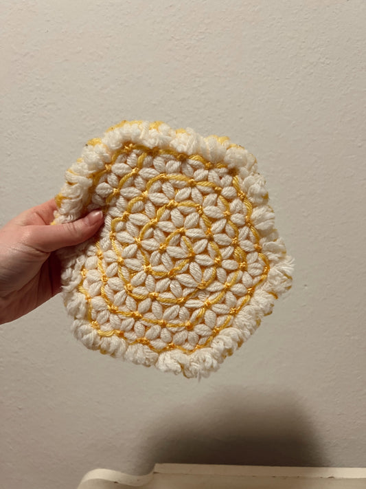 Fluffy Yellow and White Floral Decorative Hotpad