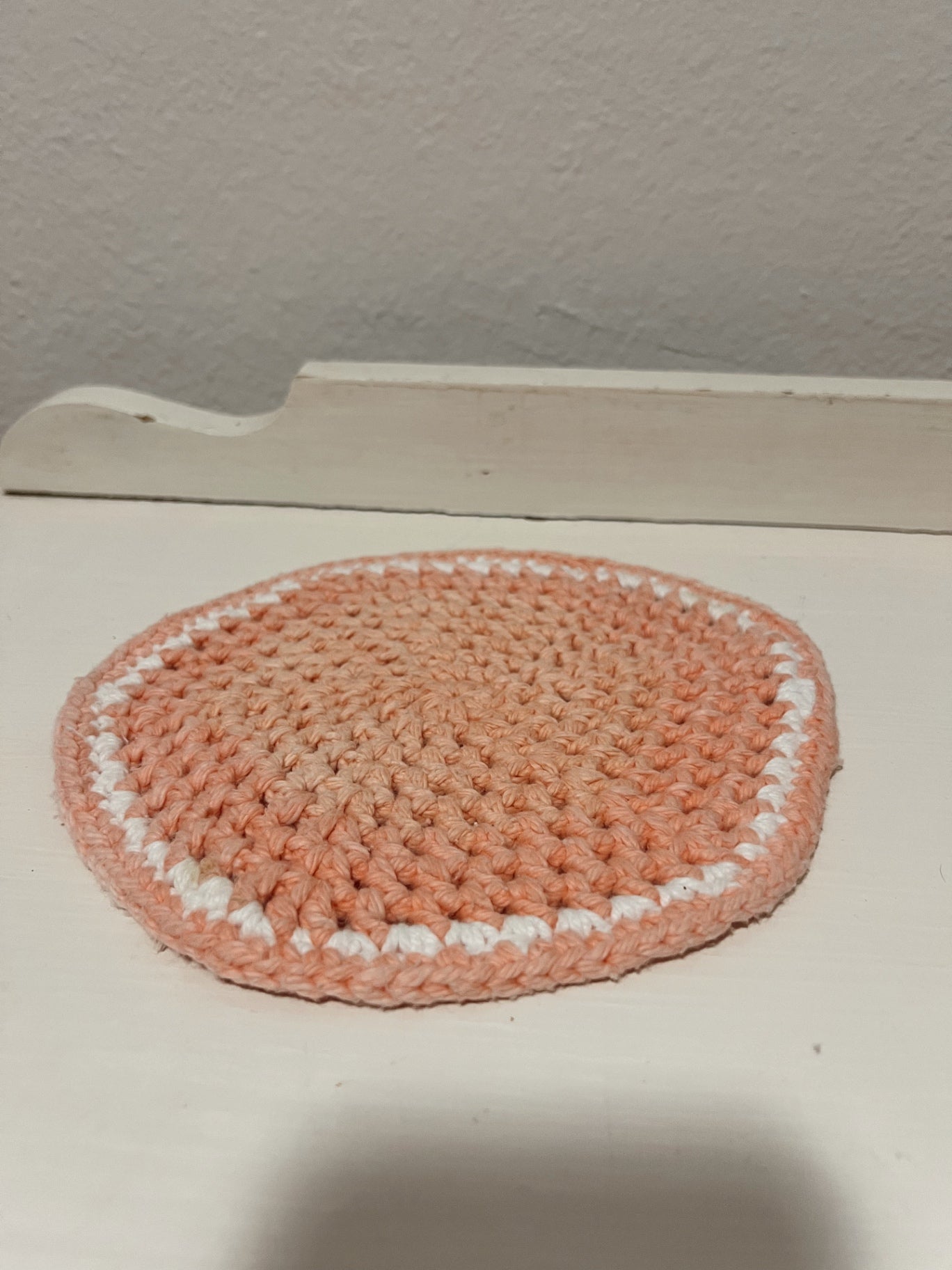 Pink and White Crochet Hotpad