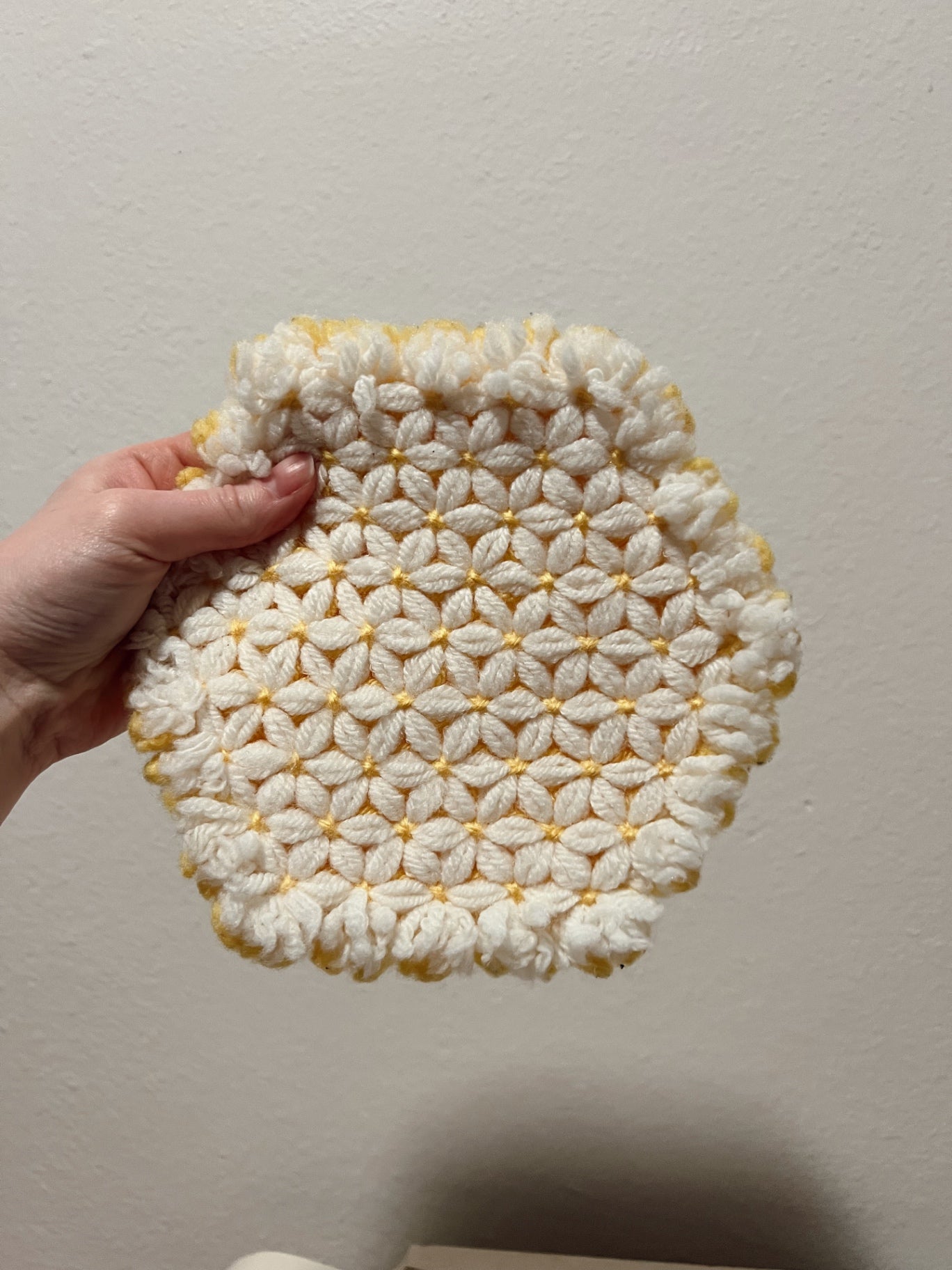 Fluffy Yellow and White Floral Decorative Hotpad