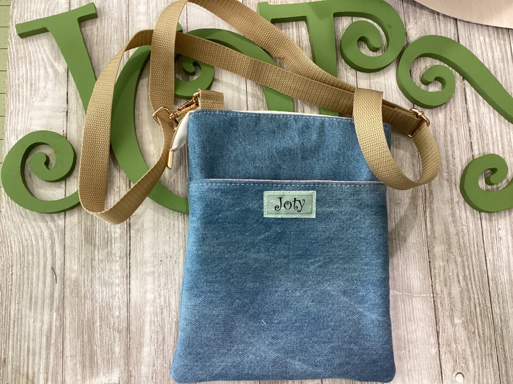 Cross body purse, Jean fabric