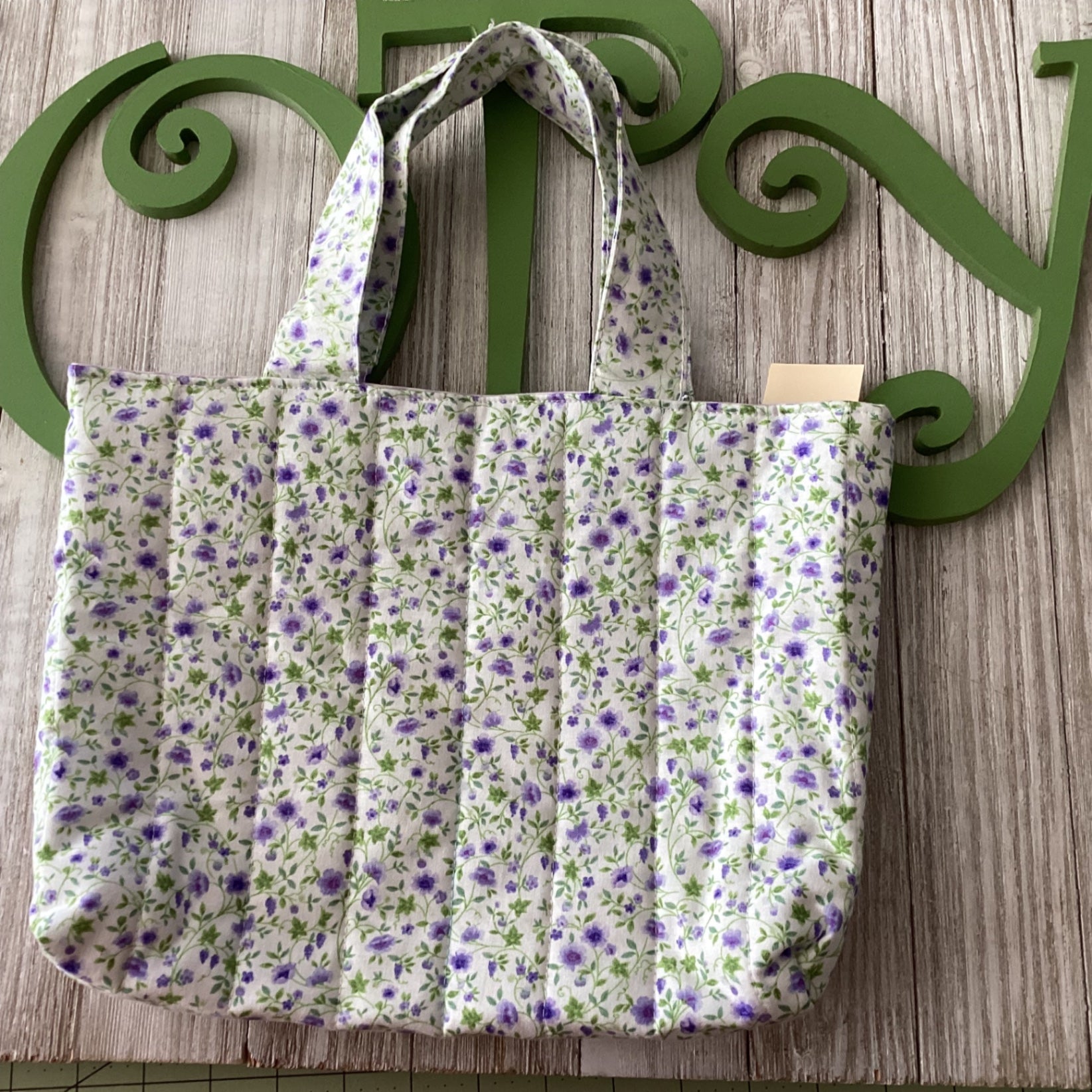 Tote bag, purple flowers