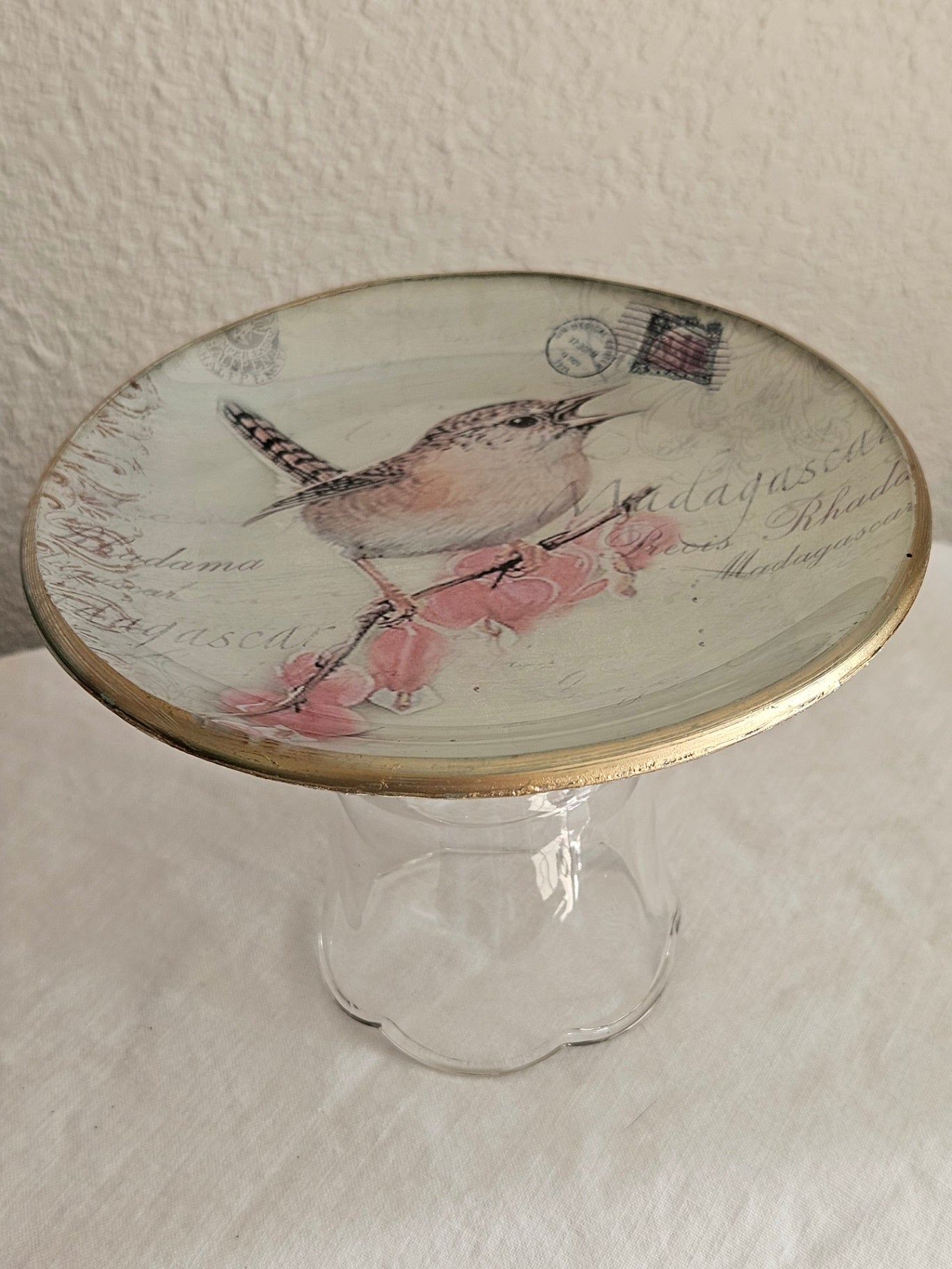 Bird Plate on Glass Base