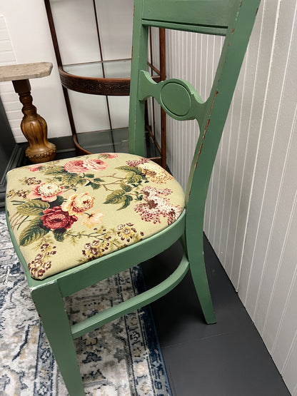 Vintage Redone Green & Floral Upholstered Chair