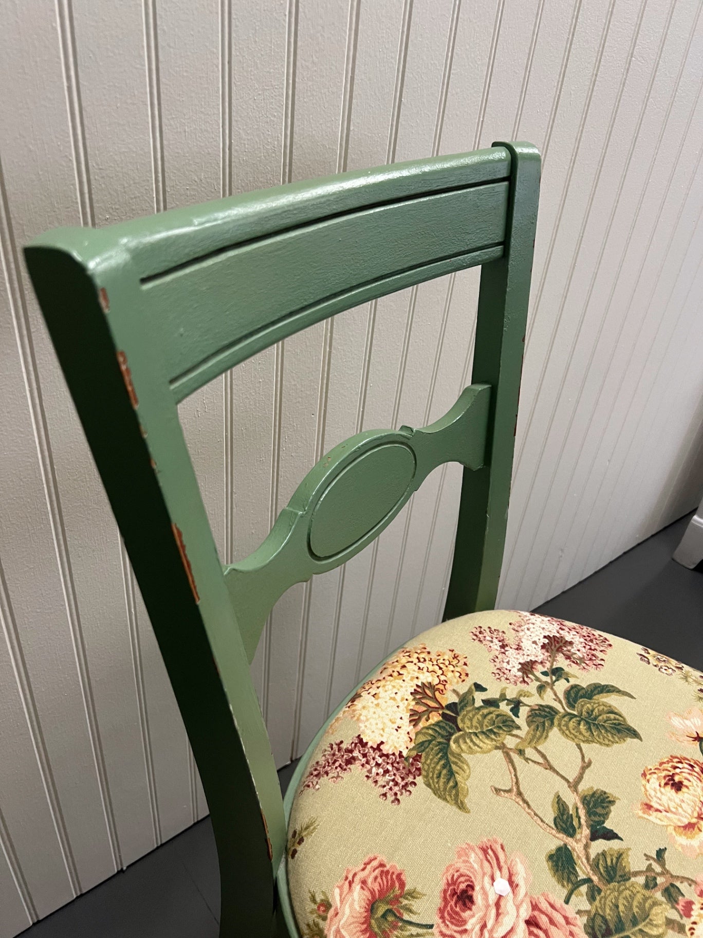 Vintage Redone Green & Floral Upholstered Chair