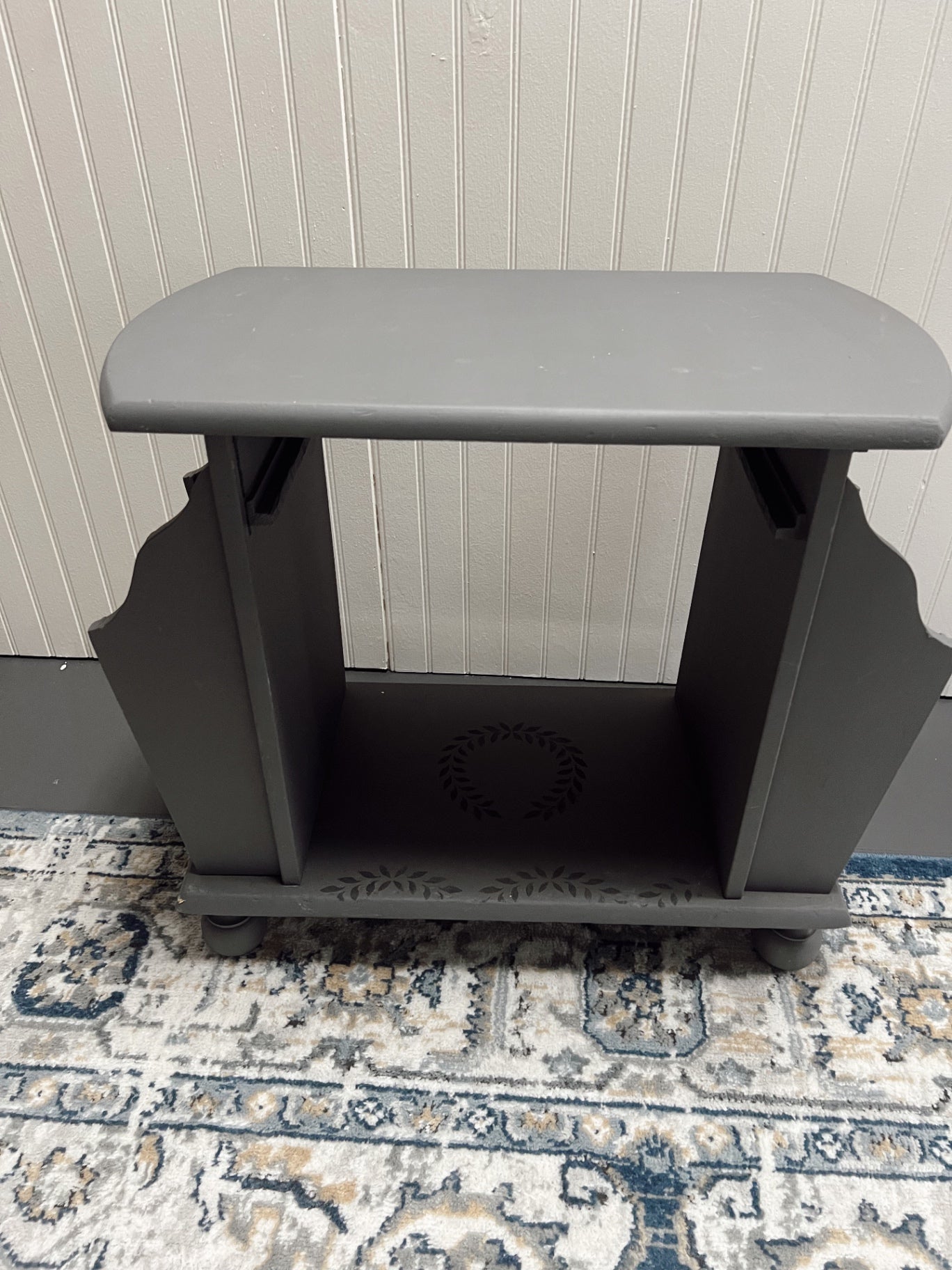 Vintage Gray Painted Magazine Table